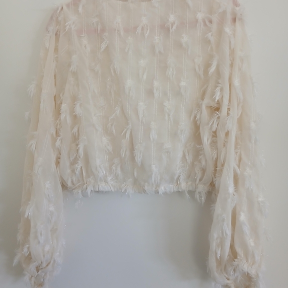 Source Unknown Cream Feathered Blouse - Picture 4 of 6